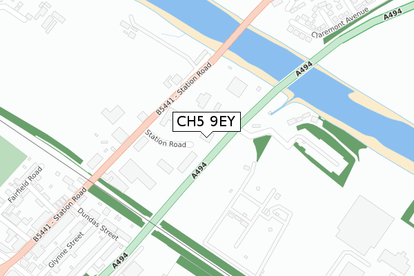 CH5 9EY map - large scale - OS Open Zoomstack (Ordnance Survey)