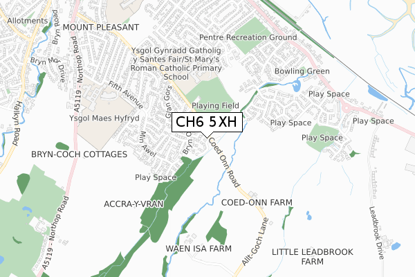 CH6 5XH map - small scale - OS Open Zoomstack (Ordnance Survey)