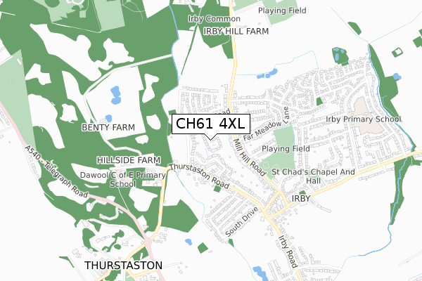 CH61 4XL map - small scale - OS Open Zoomstack (Ordnance Survey)