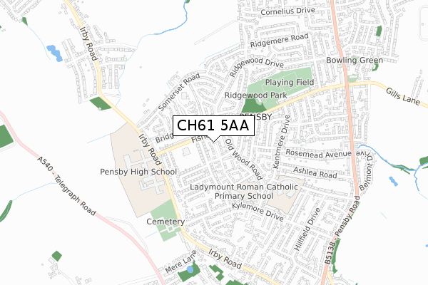 CH61 5AA map - small scale - OS Open Zoomstack (Ordnance Survey)