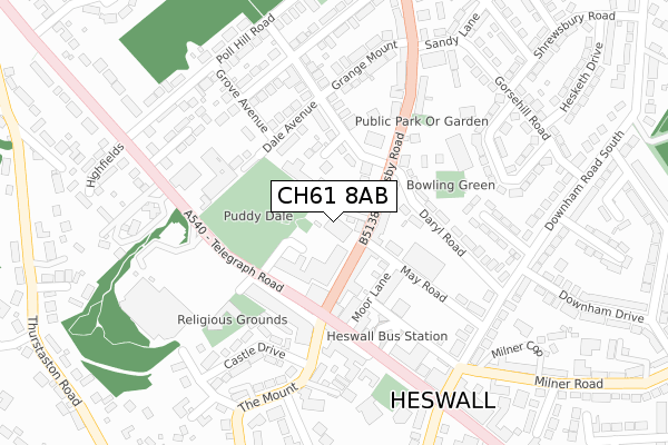 CH61 8AB map - large scale - OS Open Zoomstack (Ordnance Survey)