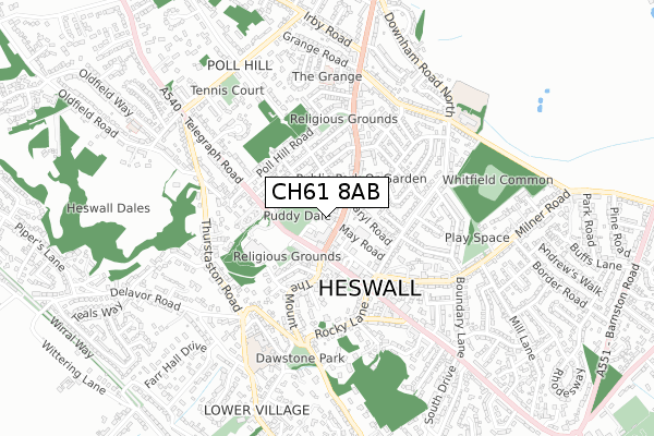 CH61 8AB map - small scale - OS Open Zoomstack (Ordnance Survey)