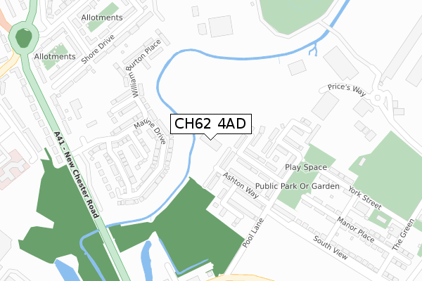 CH62 4AD map - large scale - OS Open Zoomstack (Ordnance Survey)