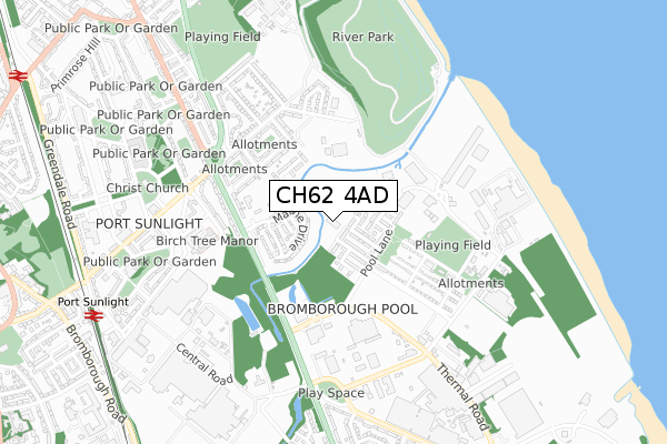 CH62 4AD map - small scale - OS Open Zoomstack (Ordnance Survey)