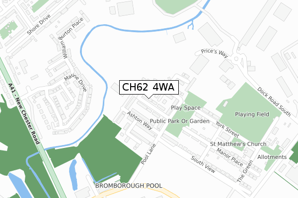 CH62 4WA map - large scale - OS Open Zoomstack (Ordnance Survey)