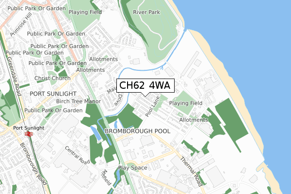 CH62 4WA map - small scale - OS Open Zoomstack (Ordnance Survey)