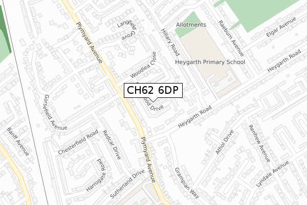 CH62 6DP map - large scale - OS Open Zoomstack (Ordnance Survey)