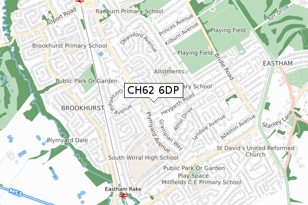 CH62 6DP map - small scale - OS Open Zoomstack (Ordnance Survey)