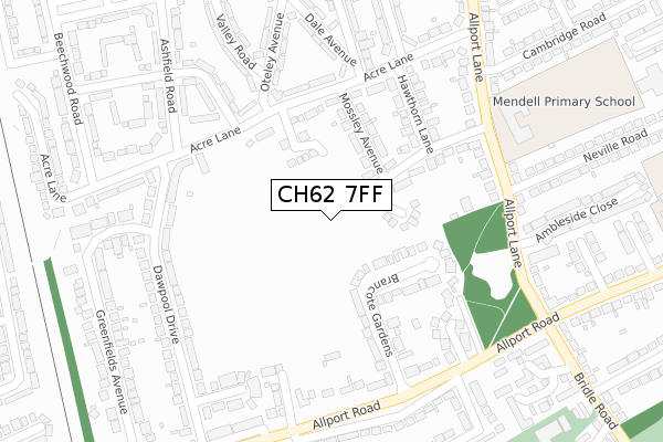 CH62 7FF map - large scale - OS Open Zoomstack (Ordnance Survey)