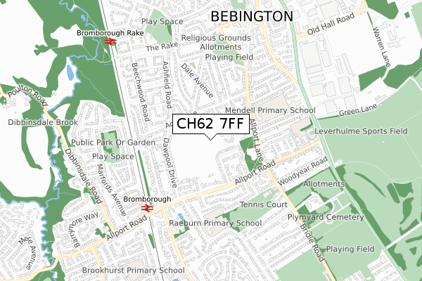 CH62 7FF map - small scale - OS Open Zoomstack (Ordnance Survey)