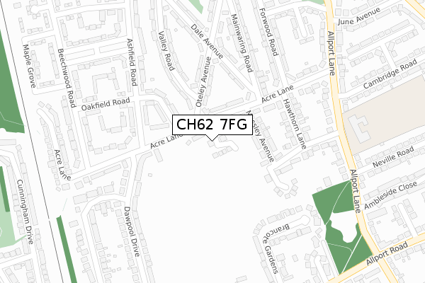 CH62 7FG map - large scale - OS Open Zoomstack (Ordnance Survey)