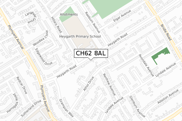 CH62 8AL map - large scale - OS Open Zoomstack (Ordnance Survey)