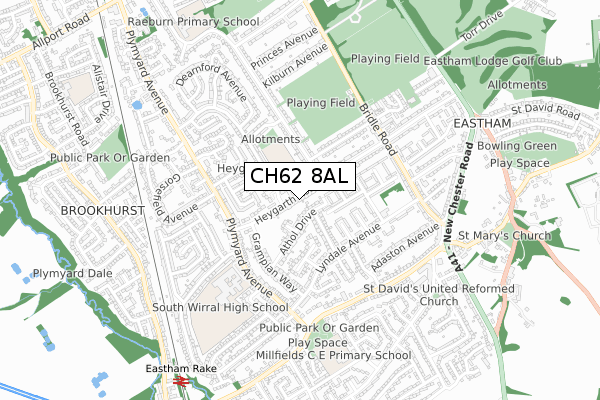 CH62 8AL map - small scale - OS Open Zoomstack (Ordnance Survey)