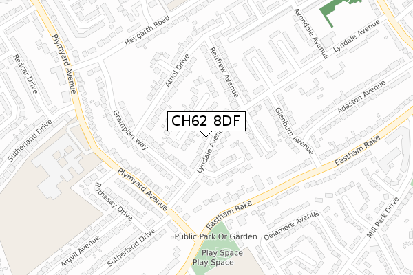 CH62 8DF map - large scale - OS Open Zoomstack (Ordnance Survey)