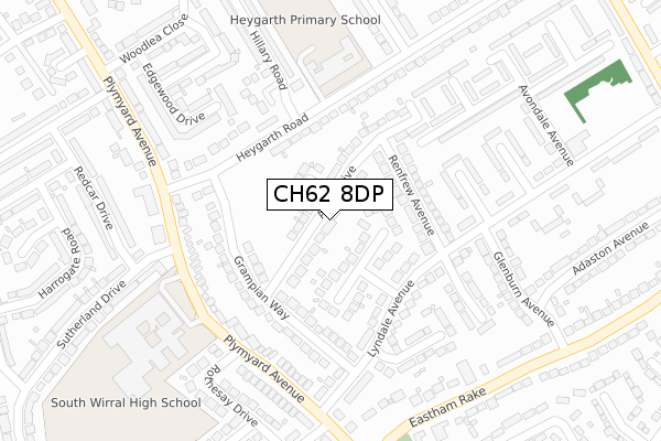 CH62 8DP map - large scale - OS Open Zoomstack (Ordnance Survey)