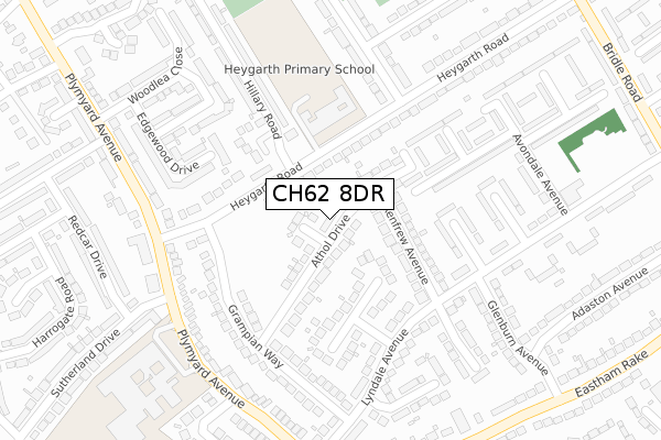 CH62 8DR map - large scale - OS Open Zoomstack (Ordnance Survey)