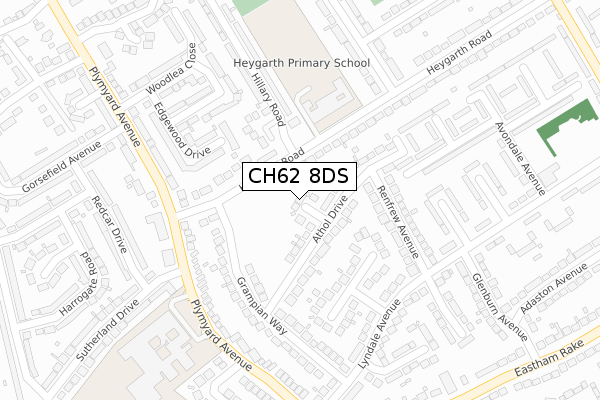 CH62 8DS map - large scale - OS Open Zoomstack (Ordnance Survey)