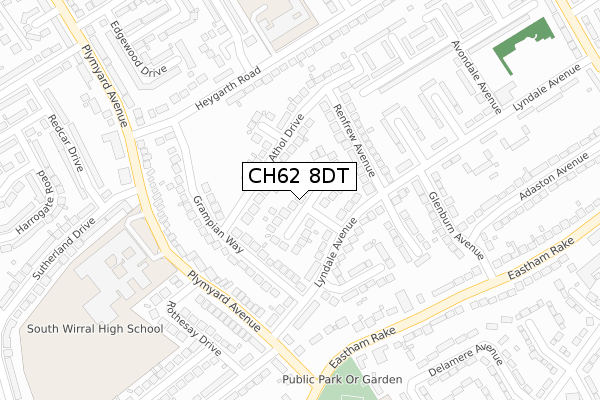 CH62 8DT map - large scale - OS Open Zoomstack (Ordnance Survey)