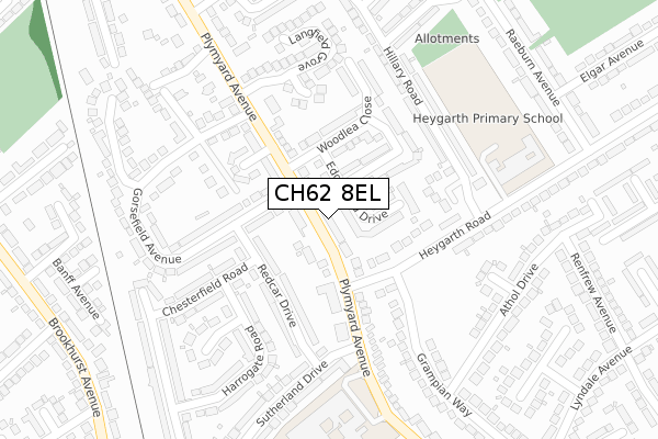 CH62 8EL map - large scale - OS Open Zoomstack (Ordnance Survey)