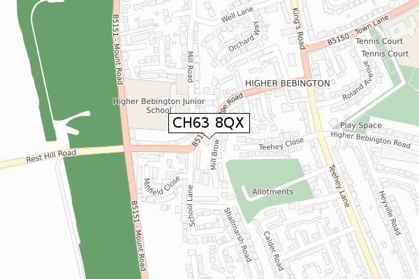 CH63 8QX map - large scale - OS Open Zoomstack (Ordnance Survey)