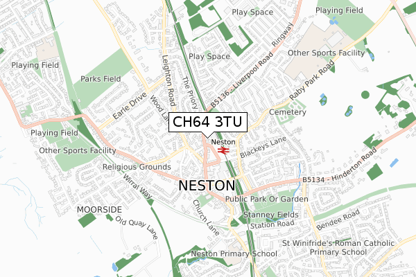 CH64 3TU map - small scale - OS Open Zoomstack (Ordnance Survey)