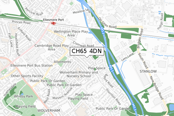 CH65 4DN map - small scale - OS Open Zoomstack (Ordnance Survey)