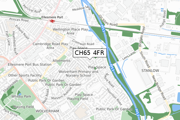 CH65 4FR map - small scale - OS Open Zoomstack (Ordnance Survey)