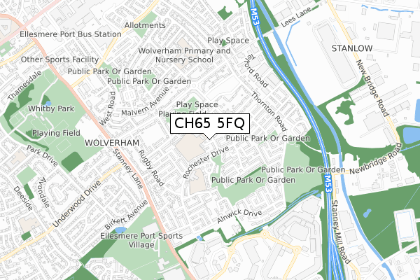 CH65 5FQ map - small scale - OS Open Zoomstack (Ordnance Survey)