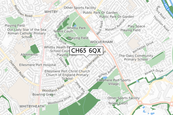 CH65 6QX map - small scale - OS Open Zoomstack (Ordnance Survey)