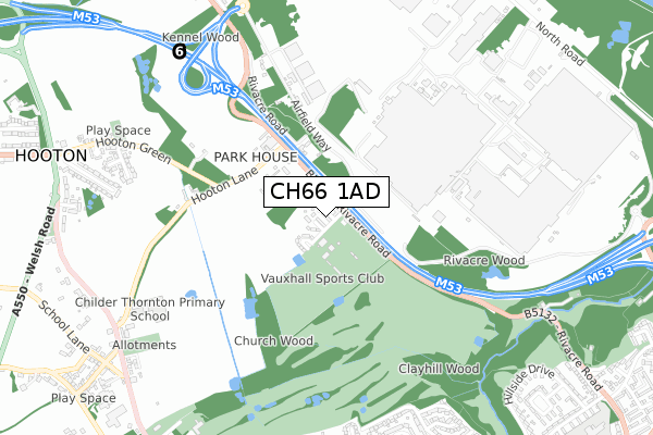 CH66 1AD map - small scale - OS Open Zoomstack (Ordnance Survey)