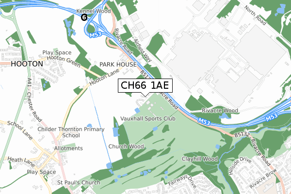 CH66 1AE map - small scale - OS Open Zoomstack (Ordnance Survey)