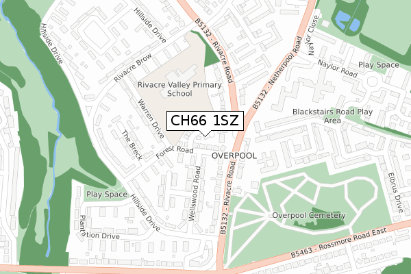 CH66 1SZ map - large scale - OS Open Zoomstack (Ordnance Survey)