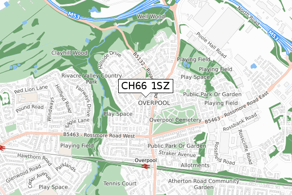 CH66 1SZ map - small scale - OS Open Zoomstack (Ordnance Survey)