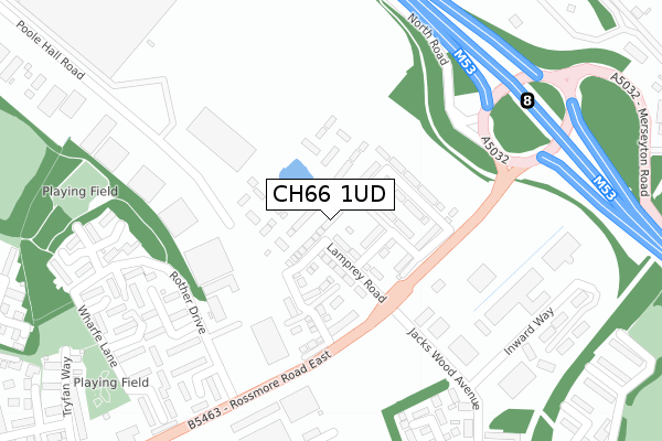 CH66 1UD map - large scale - OS Open Zoomstack (Ordnance Survey)