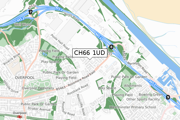 CH66 1UD map - small scale - OS Open Zoomstack (Ordnance Survey)