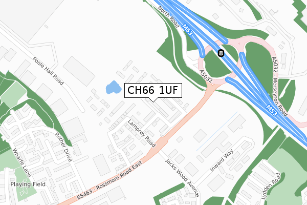 CH66 1UF map - large scale - OS Open Zoomstack (Ordnance Survey)