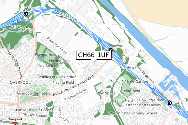 CH66 1UF map - small scale - OS Open Zoomstack (Ordnance Survey)