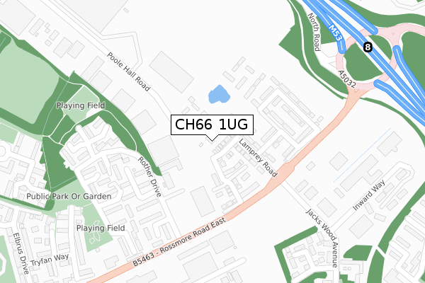 CH66 1UG map - large scale - OS Open Zoomstack (Ordnance Survey)