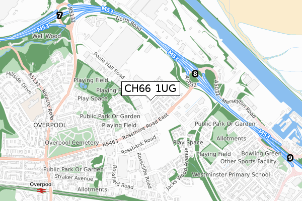 CH66 1UG map - small scale - OS Open Zoomstack (Ordnance Survey)