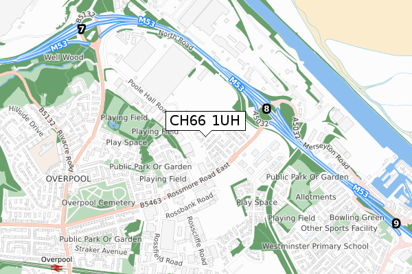 CH66 1UH map - small scale - OS Open Zoomstack (Ordnance Survey)