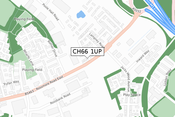 CH66 1UP map - large scale - OS Open Zoomstack (Ordnance Survey)