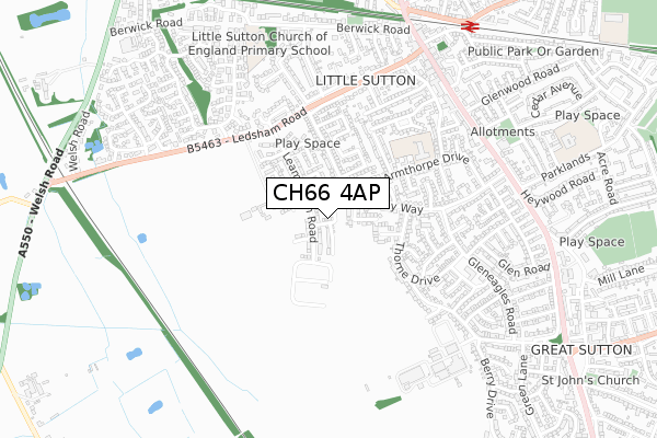 CH66 4AP map - small scale - OS Open Zoomstack (Ordnance Survey)