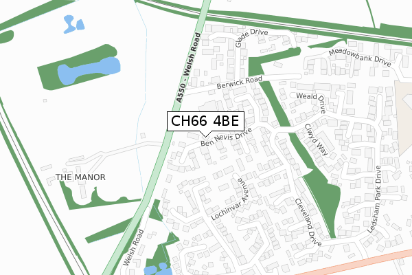 CH66 4BE map - large scale - OS Open Zoomstack (Ordnance Survey)