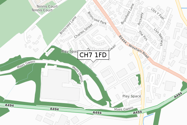 CH7 1FD map - large scale - OS Open Zoomstack (Ordnance Survey)