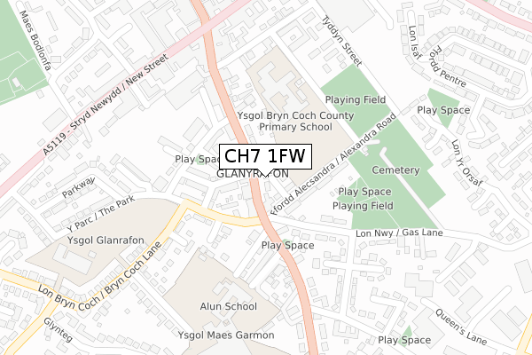 CH7 1FW map - large scale - OS Open Zoomstack (Ordnance Survey)