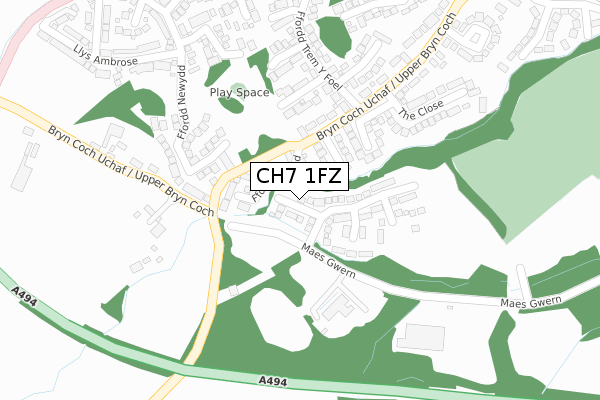 CH7 1FZ map - large scale - OS Open Zoomstack (Ordnance Survey)