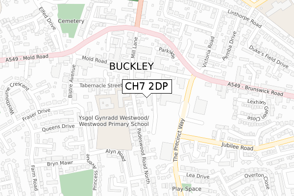 CH7 2DP map - large scale - OS Open Zoomstack (Ordnance Survey)