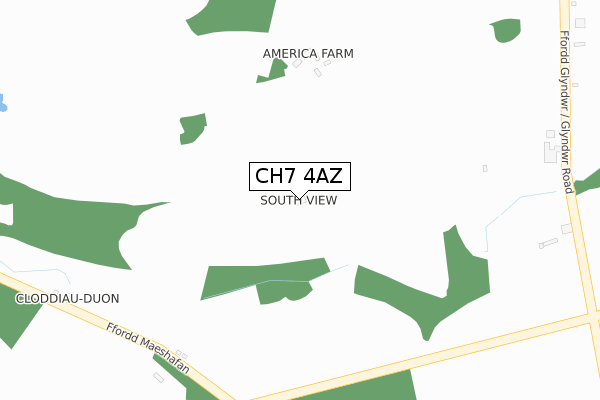 CH7 4AZ map - large scale - OS Open Zoomstack (Ordnance Survey)