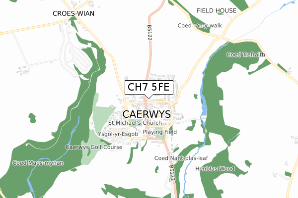 CH7 5FE map - small scale - OS Open Zoomstack (Ordnance Survey)