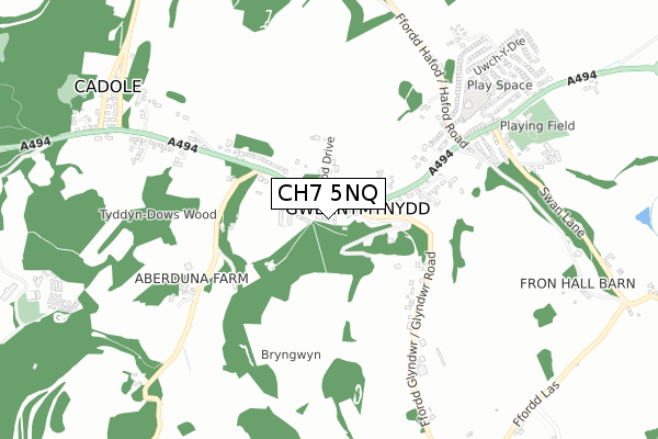 CH7 5NQ map - small scale - OS Open Zoomstack (Ordnance Survey)